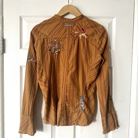 Johnny Was 3J Workshop Alexander Western Embroidered Blouse Sz L - Picture 4 of 4
